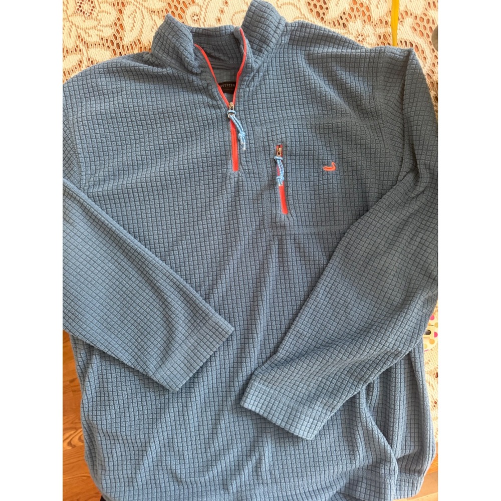 Southern Marsh Fieldtec Mens Blue Waffle Knit Fleece 1/4 Zip Pullover Medium
